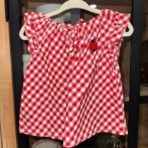 Vintage 2002 Ladybug top gingham toddler bow beaded embroidery baby girl dress